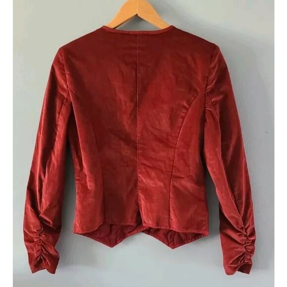 New Free People Becky Jacket VELVET $168 X-SMALL Garnet Military Style Blazer - Picture 5 of 7